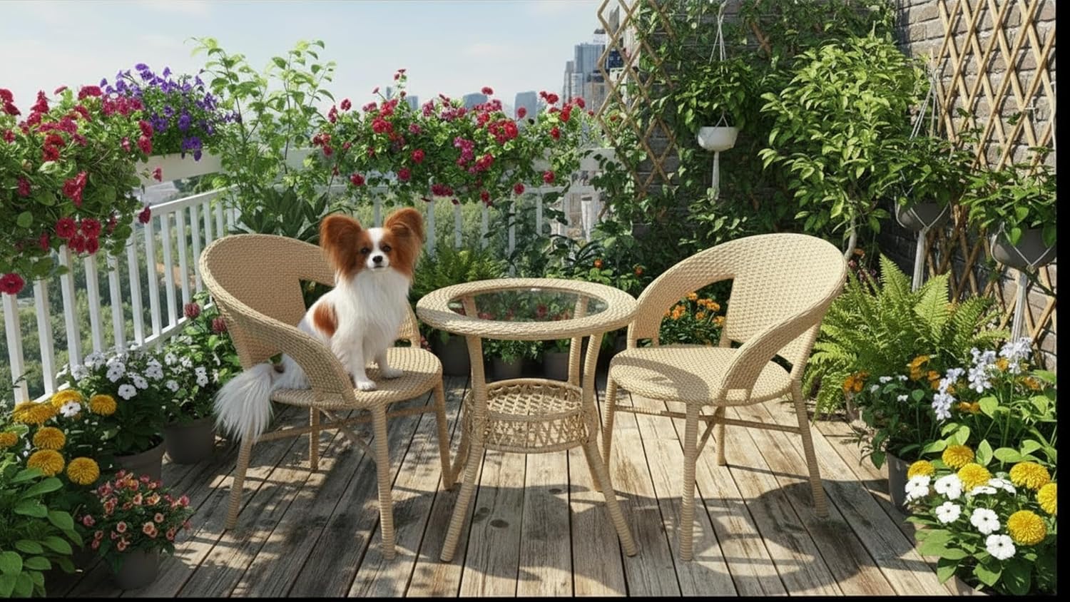 Garden Patio Seating Chair and Table Set Outdoor Indoor Lawn Balcony Garden Tea Coffee Table Set Furniture with 2 Chairs and 1 Table Set Honey Color