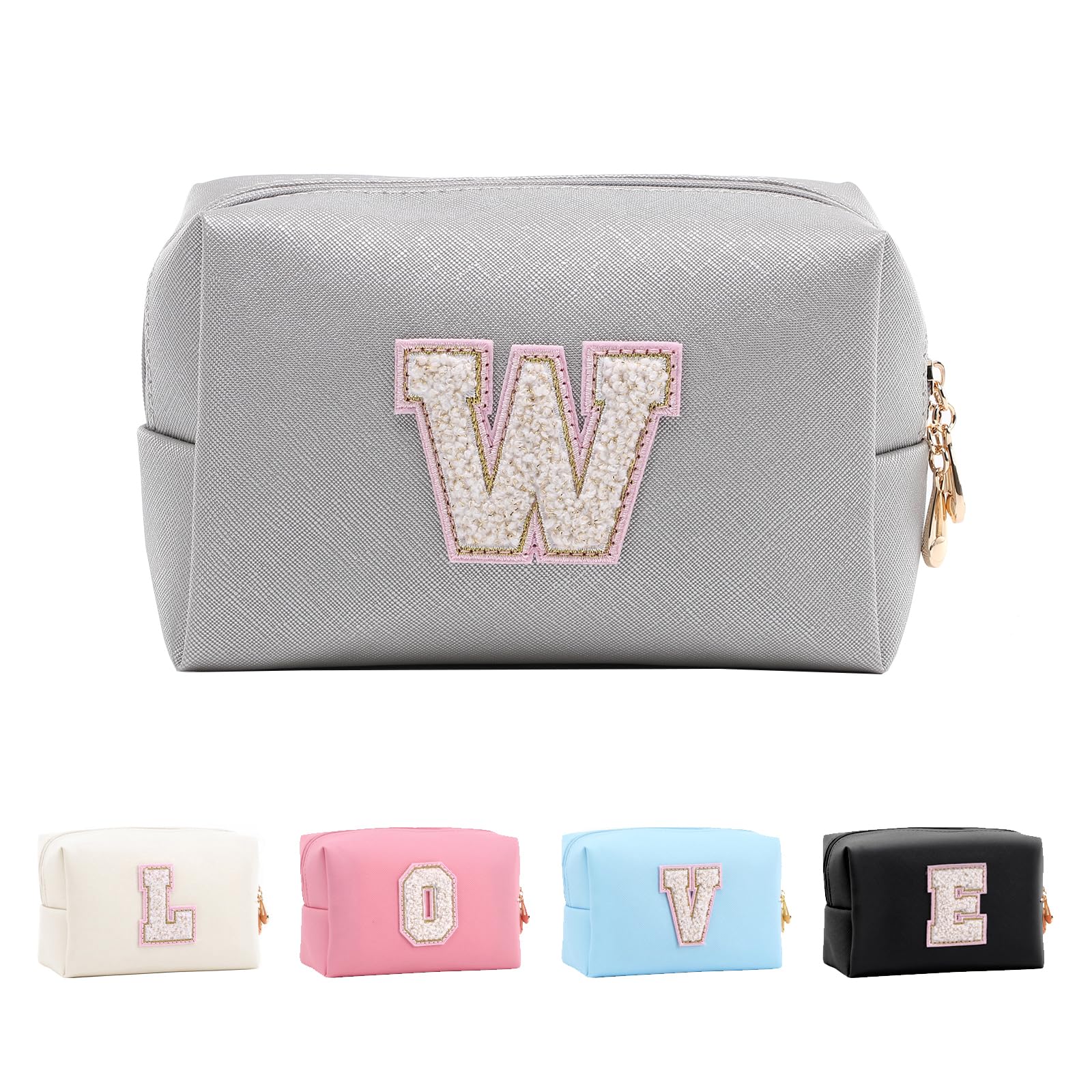 Bolsa de Maquillaje, Bolsa de Cosméticos Impermeable de Viaje, PU Cuero, Neceser de Baño, Bolsa De Aseo Y Almacenamiento para Mujer,Cosas Preppy para niñas Adolescentes (Letra A-Z) — view 246