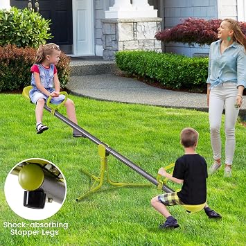 Costzon Teeter Totter Seesaw for Kids Outdoor, Preschool Swivel Seesaw Playground Equipment, 360 Degree Rotation, Indoor Outdoor Play Equipment for Toddlers, Suitable for Home, Backyard Gift Christmas