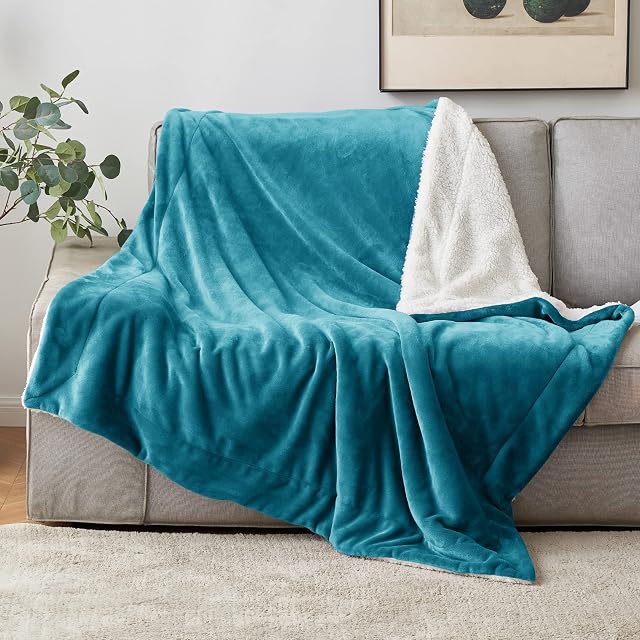 MIULEE Sherpa Fleece Blanket Super Soft Warm Microfiber Luxury Fluffy Throw Fluffy Solid Blankets for Sofa Bed Couch Travel Nursery Children Decorative 125x150cm (50"x60",Green)