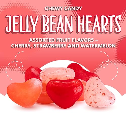 Miniatura 3 de Bolsa de 2 libras de gomitas de San Valentín  Corazones de caramelo rosa y rojo  Sabores de cereza, fresa y sandía  Mini dulces de San Valentín para