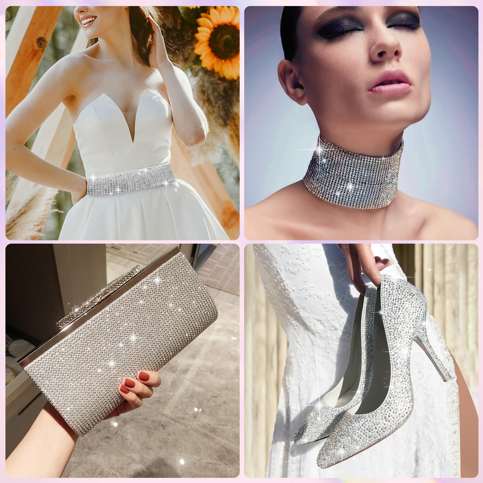 Ticeed 5 Rouleaux Ruban Diamant, Rouleau De Strass Ruban Diamant Strass