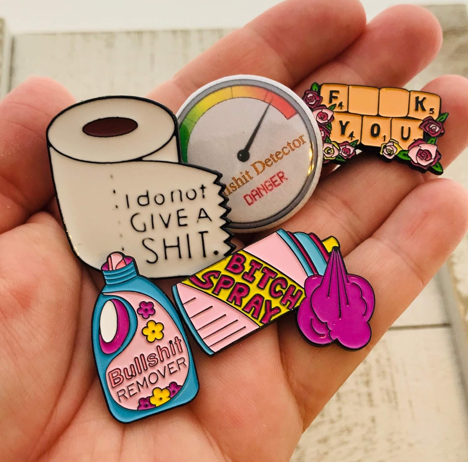 White Elephant Gift 5 piece Insensitive and Politically Incorrect pins for purse or clothes 1.25 Inch PinBack Backpack Pins Buttons Rude Crude Funny and Inappropriate Lapel Pins : Clothing, Shoes & Jewelry