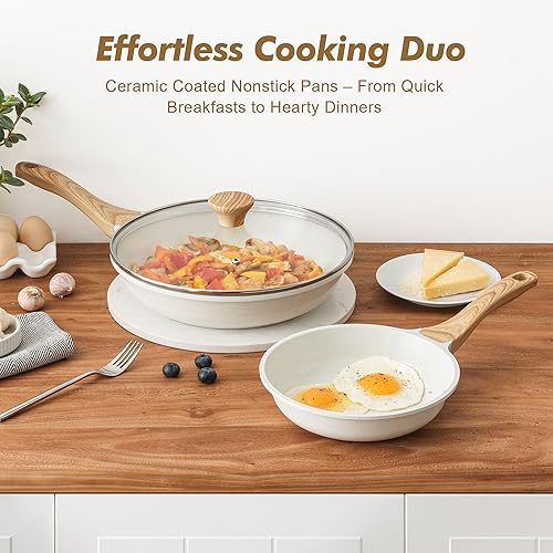 Vista 5 de SENSARTE Sartén antiadherente con revestimiento cerámico blanco, sartenes para tortilla, utensilios de cocina saludables, sartén de chef, libre