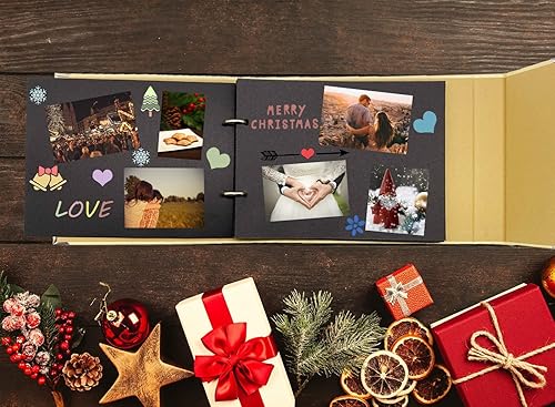 Miniatura 2 de BORR - Álbum de recortes hecho a mano para parejas, álbum de fotos para familia, libro de recuerdos familiares, libro de recortes de página negra