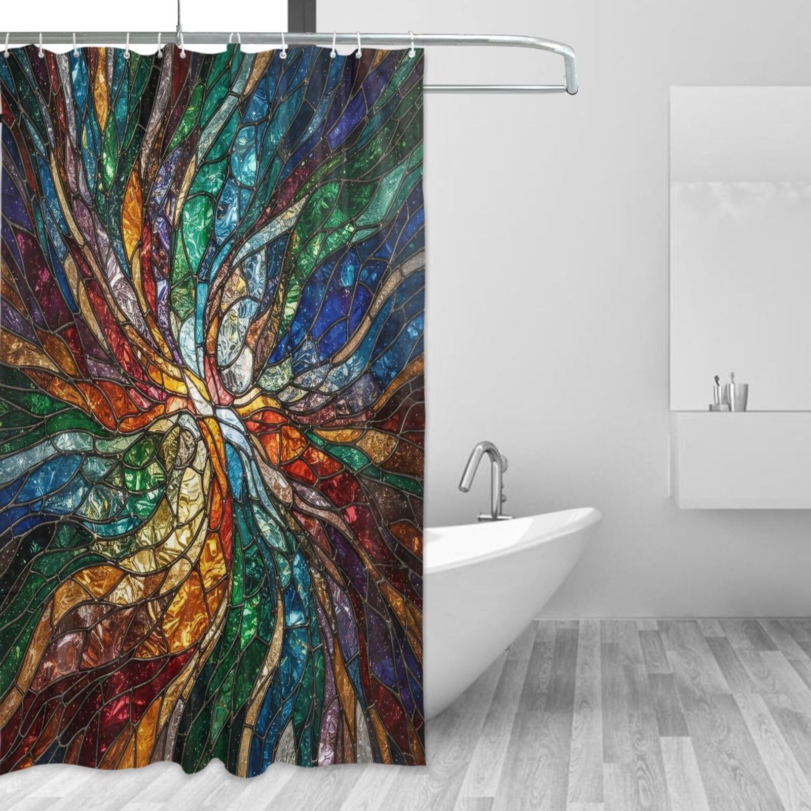 Rideau de douche vitrail en tissu premium lavable de haute qualité 157x183 cm