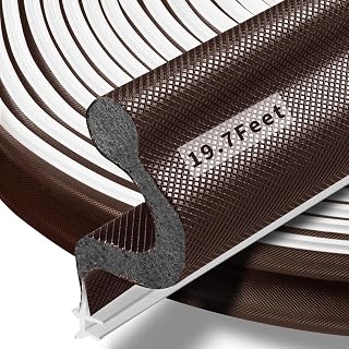 19.7 Feet Long Reach Door Weather Stripping Door Seal Strip, New Upgraded V-Shaped Replacement Kerf Weather Stripping for Door Frame Door Insulation, Easy Cut to Size(Brown)