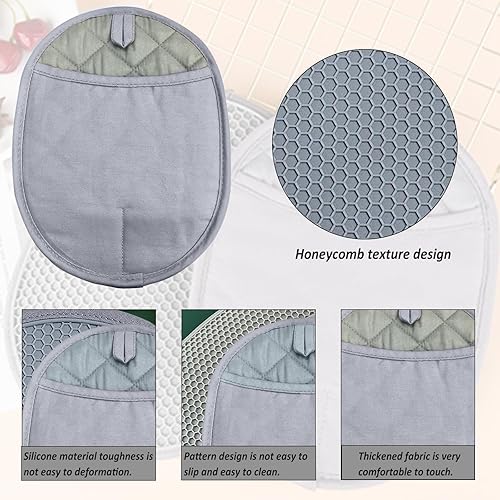 Miniatura 10 de Juego de 2 soportes de silicona para ollas con bolsillos, antideslizantes, acanalados, para cocinas, almohadillas calientes resistentes al calor y