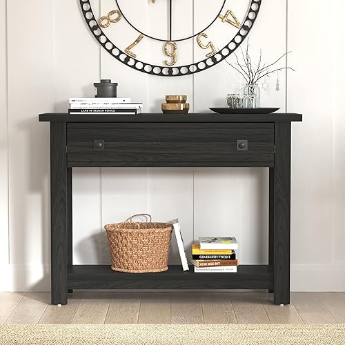 TSRING Mesa consola de madera con 1 cajón color negro disponible en Yaxa Guatemala