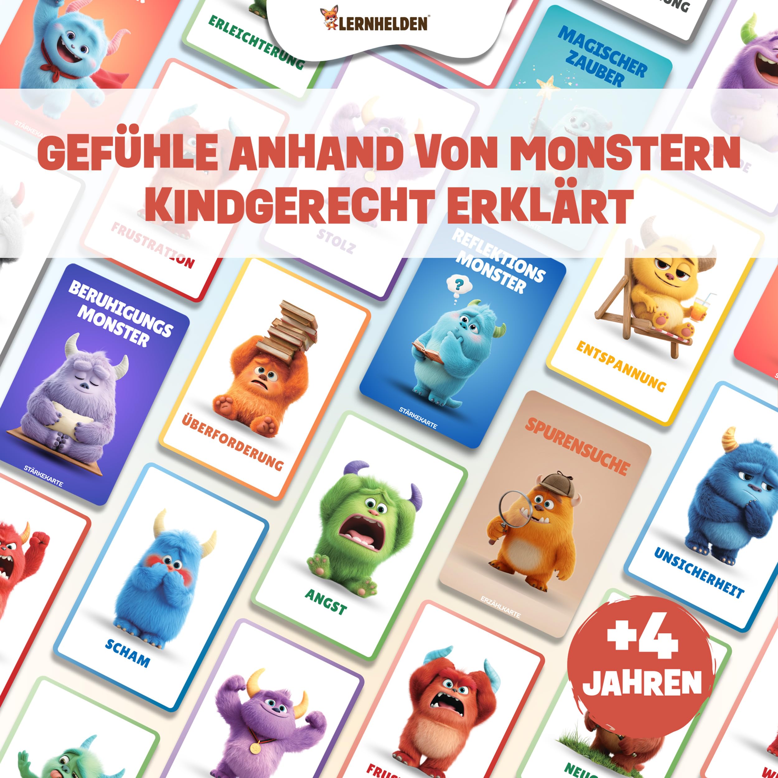 42 Gefühlskarten für Kinder - Emotionskarten & Gefühlsmonster Karten für Selbstregulation, Adhs Hilfsmittel, Lehrerbedarf, Gefühle Buch, Gefühlstagebuch Kinder - 4