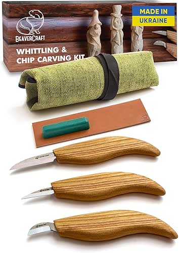 BeaverCraft Wood Carving Knife Kit S15 Whittling Kit for Beginners,