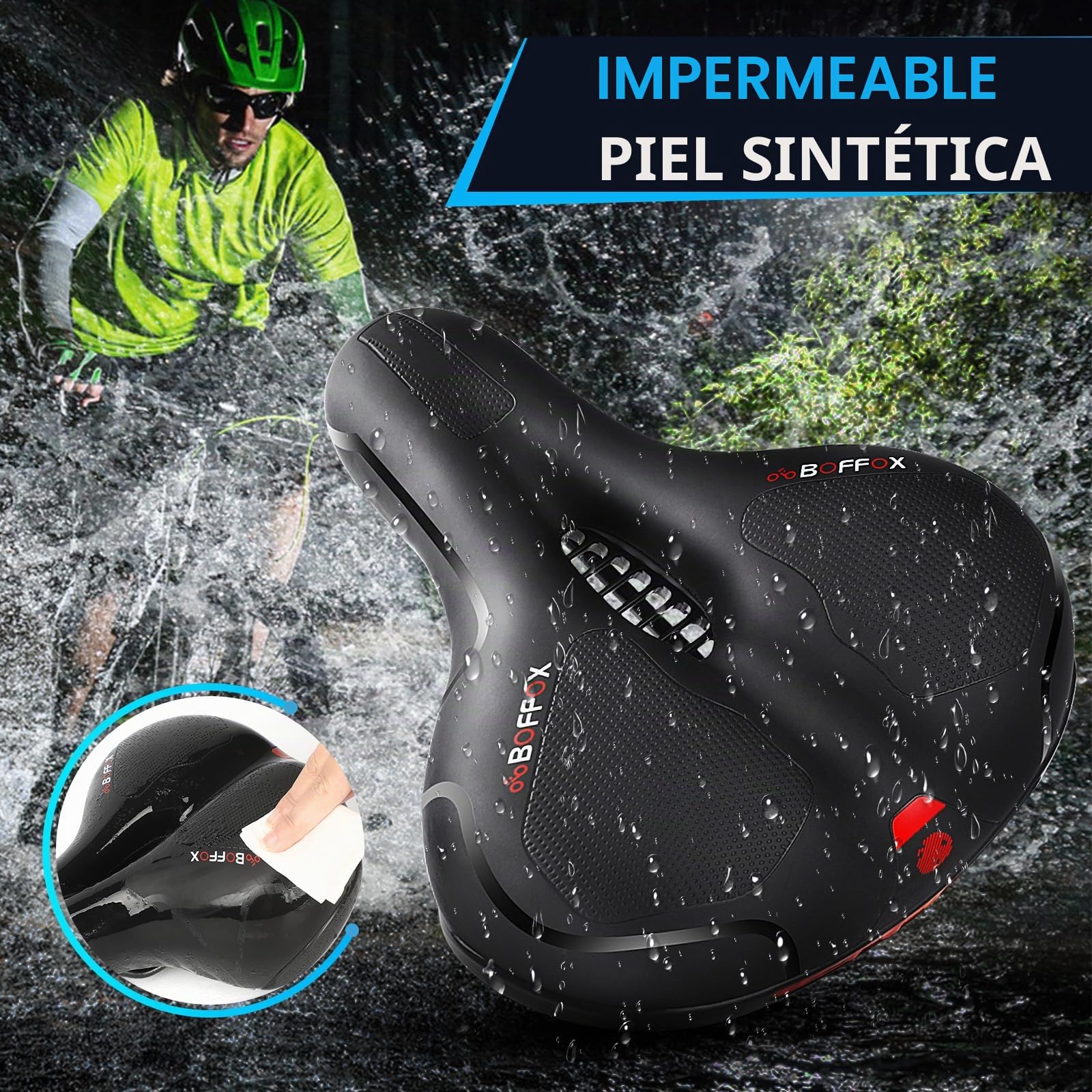 Sillín de Bicicleta para Hombre y Mujer con cómodo y Suave Espuma viscoelástica de Gel ergonómico, cómodo Asiento de Bicicleta para MTB, Bicicleta de Carretera, Trekking