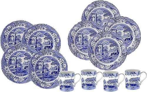 Spode juego de vajilla de 12 piezas italianas color azul