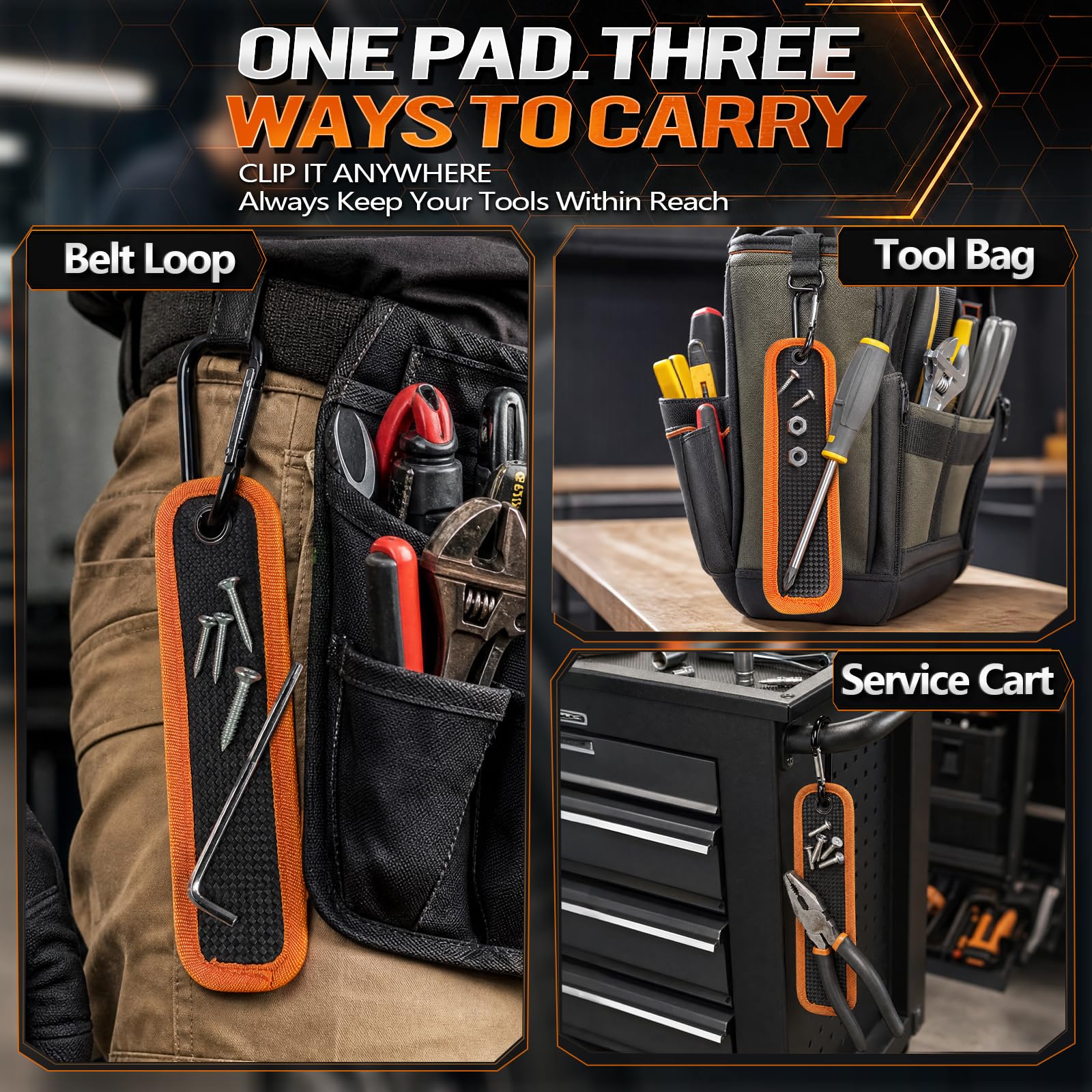 Magnetic Tool Pad with Carabiner Clip, Portable Magnetic Tool Mat for Mechanics, Heavy-Duty Rare Earth Magnet Holds Up to 10 lbs, Non-Marring PVC Magnetic Parts Holder for Wrenches, Bolts & Screws — Amazon image 7