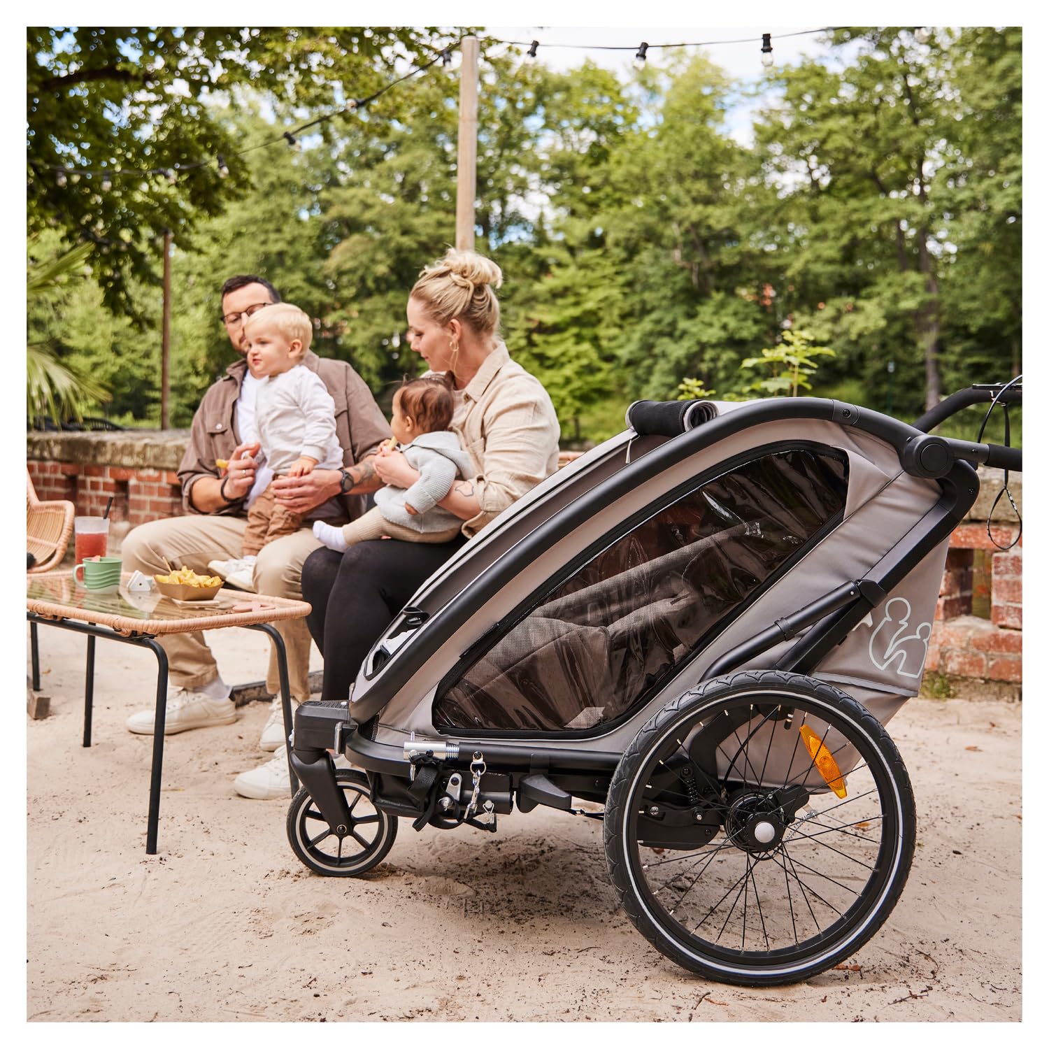 Hauck Bike N Walk Duo 3in1 Rimorchio Bici Bambini 2 Posti 22 kg 120 cm Light Grey