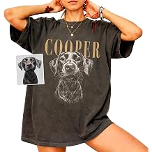 NAZENTI Custom Dog Mom Shirt, Custom Pet Mama Portrait Tee Vintage Style, Personalized Pet Photo Shirts for Women, Dog Mom, Fur Mama Gifts, Pets Loss Gift