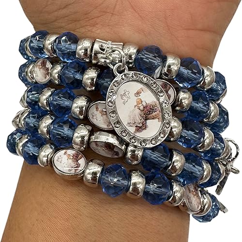 Miniatura 2 de Bautismo Favores Rosario Strech Pulsera Cruz Fiesta Recuerdos de Bautizo Católico Cristiano Recuerdos de Recuerdos de Recuerdos - 12 PCS