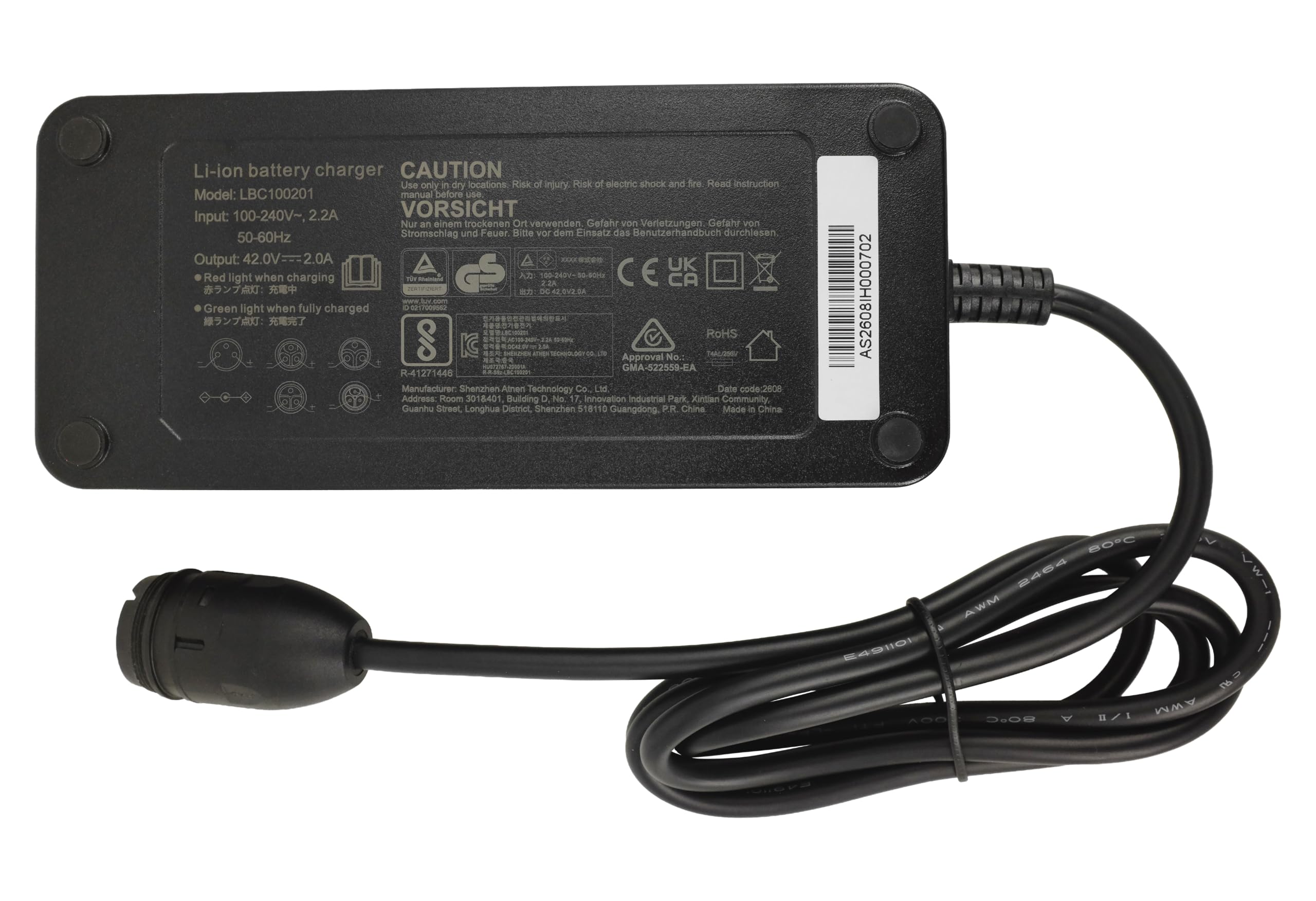 PowerSmart 2A 42V Ladegerät Ersatz für 36V BSC42004000, 998300600