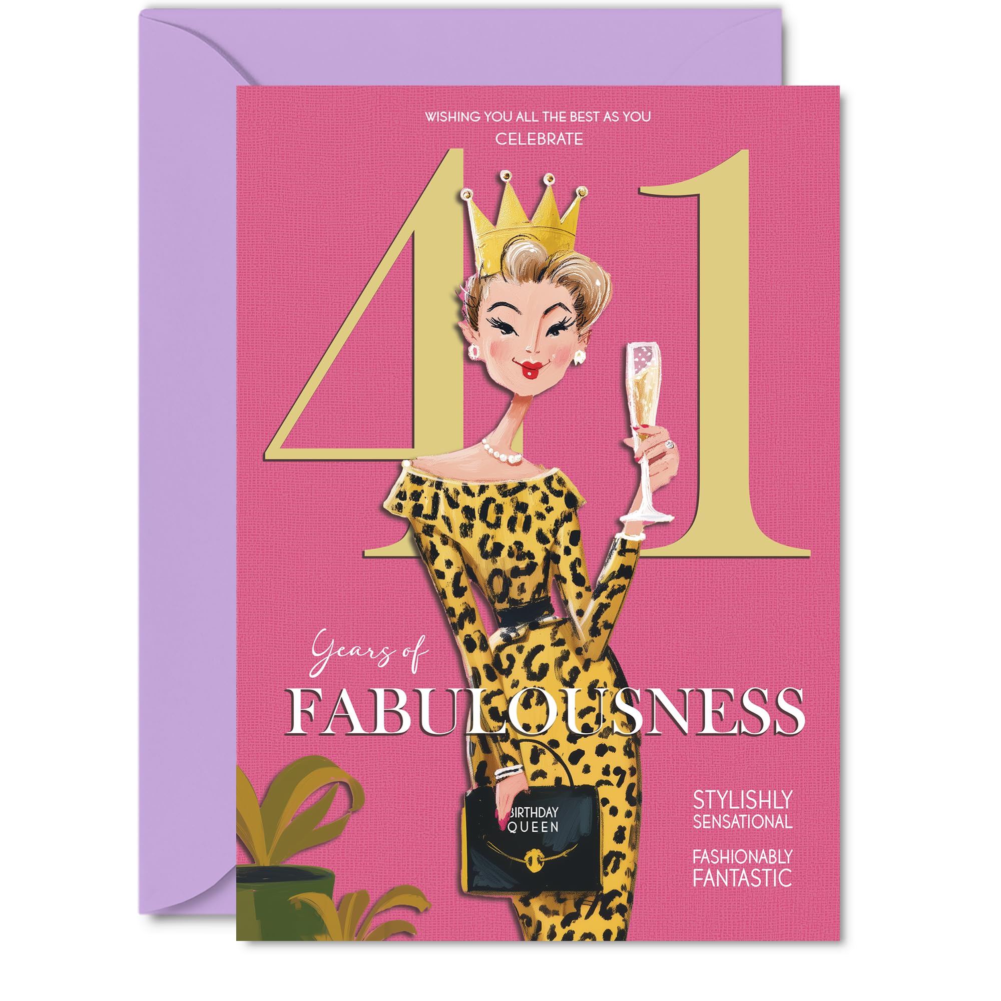 41st Birthday Cards for Women - Years Of Fabulousness - Happy Birthday Card for 41 Year Old Woman Auntie Friend Colleague Sister, 5x7 Inch Bday Greeting Cards