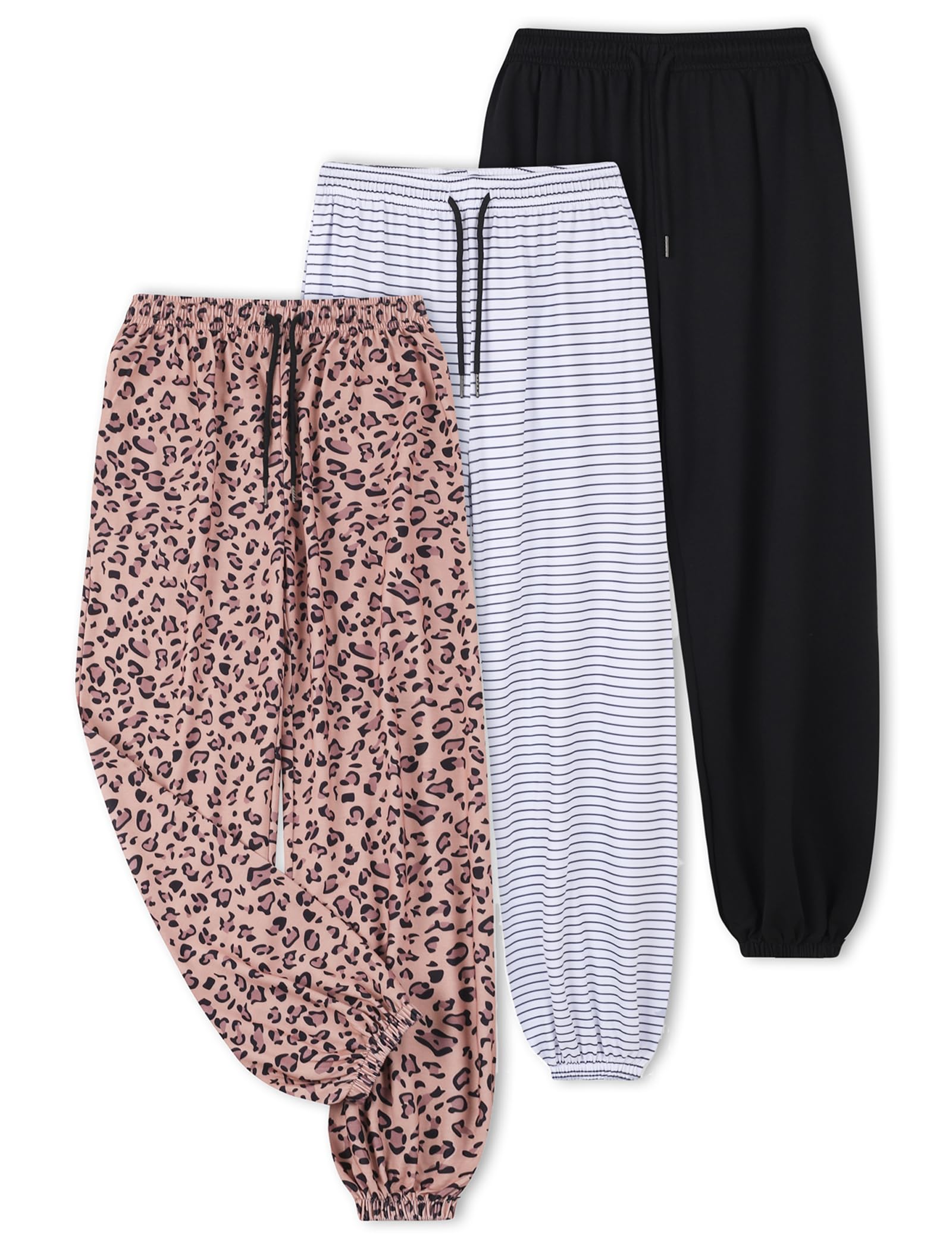 EXARUS Paquete de 3 pantalones deportivos para niñas, pantalones deportivos lindos y holgados, ropa de moda para adolescentes, con bolsillos