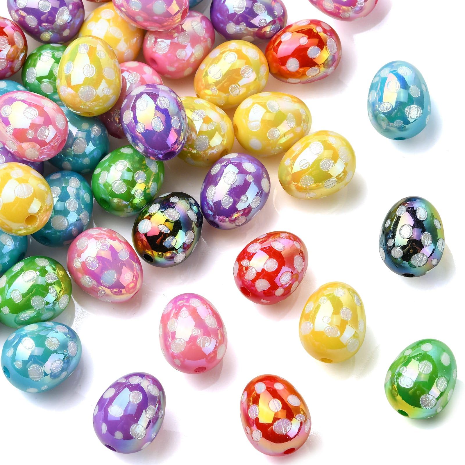 Perles œuf de Pâques irisées pour atelier créatif et bijoux faits main en famille