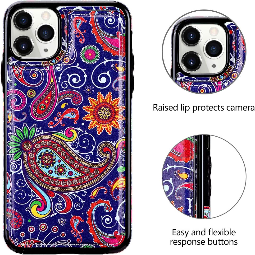 HianDier Wallet Case for iPhone 11 Pro Max Case Slim Protective Case with Credit Card Slot Holder Flip Folio Soft PU Leather Magnetic Closure Cover for 2019 iPhone 11 Pro Max 6.5 Inches, Iris