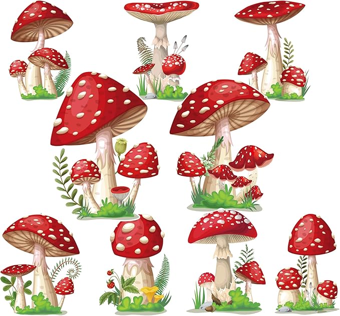 Wooden Mushroom Party Decorations Gifts 9 Pcs Large Wood Mushroom