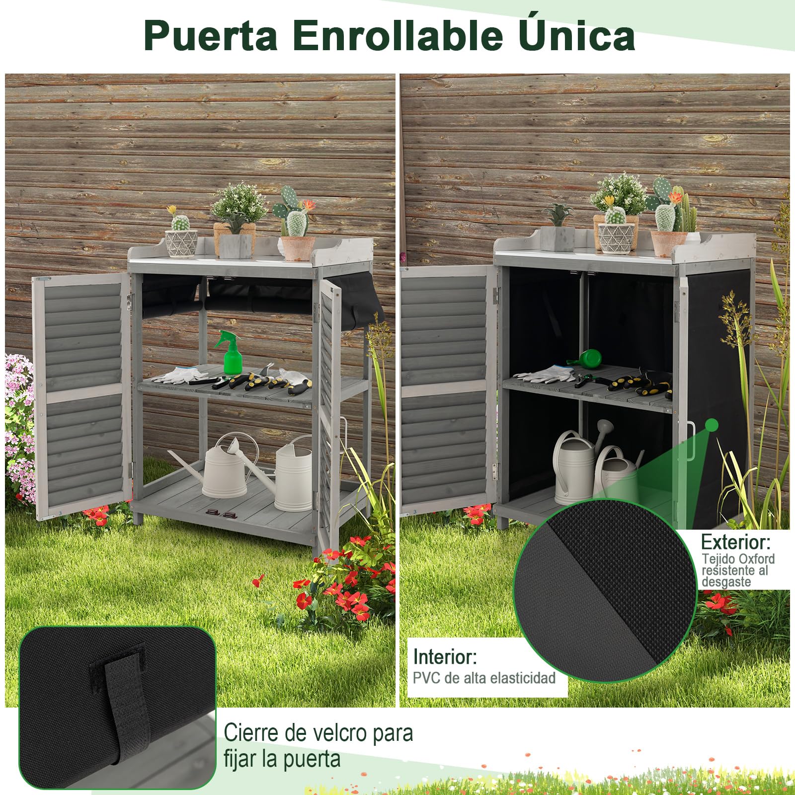 COSTWAY Caseta de Jardín de Madera, 67 x 47 x 100 cm, Gabinete de Almacenamiento Exterior con 2 Estantes de Almacenaje, Puertas, Caseta de Herramientas Impermeable para Jardín, Patio Trasero