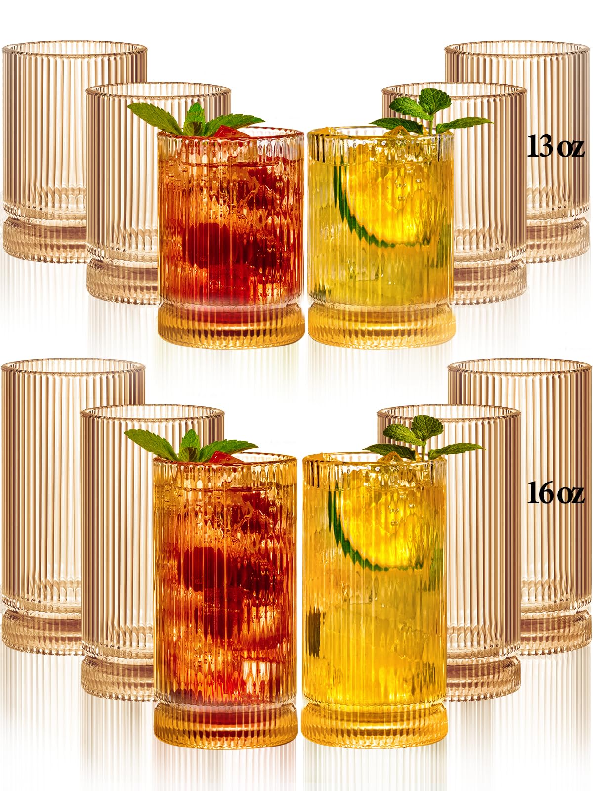 Amazon.com | megarte Ribbed Glassware Vintage Drinking Glasses