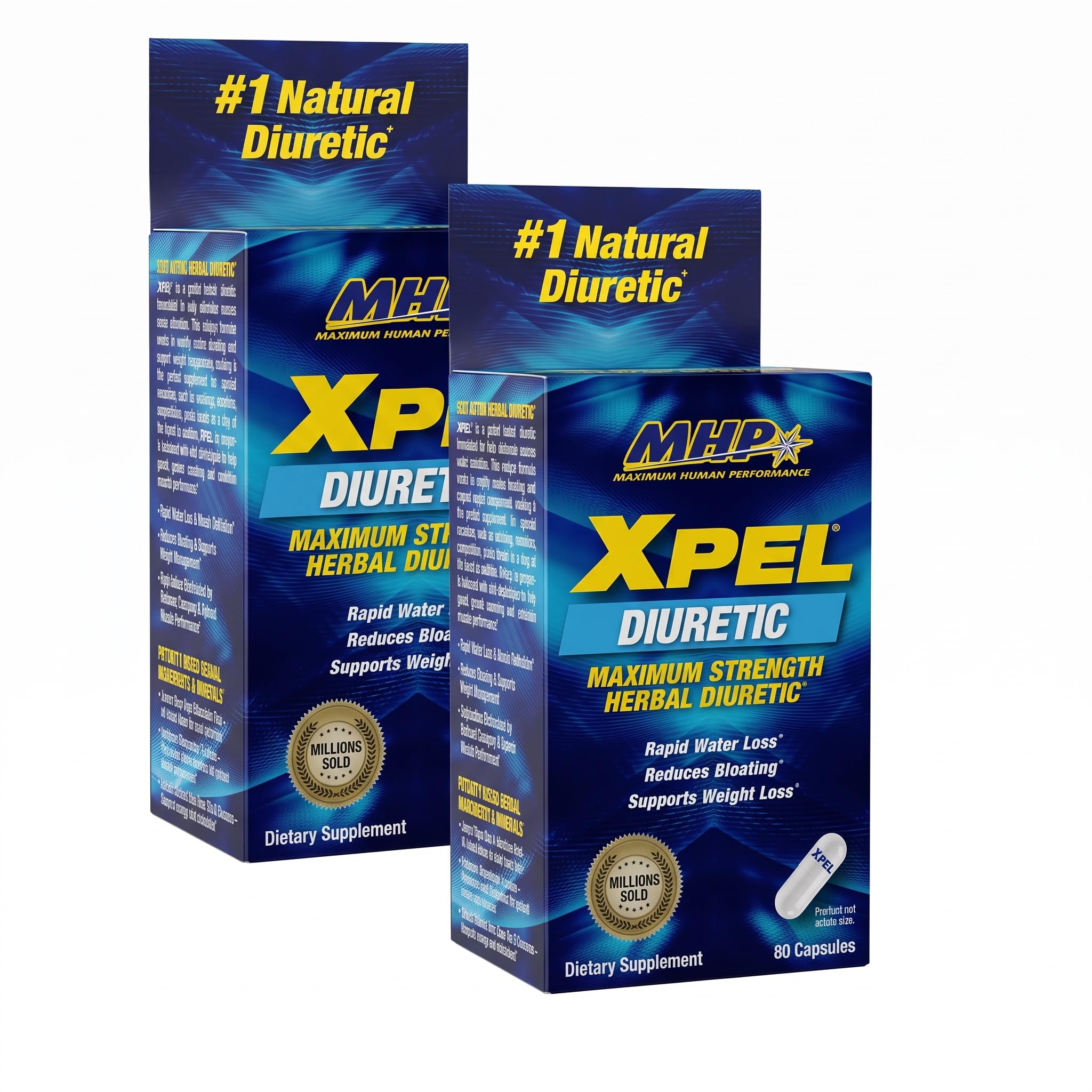 Maximum Human Performance Xpel Maximum Strength Diuretic Water Pills, for Water Retention Relief, Weight loss Support, with Vitamin B-6 Potassium Dandelion Root, 80 Capsules — Amazon image 7