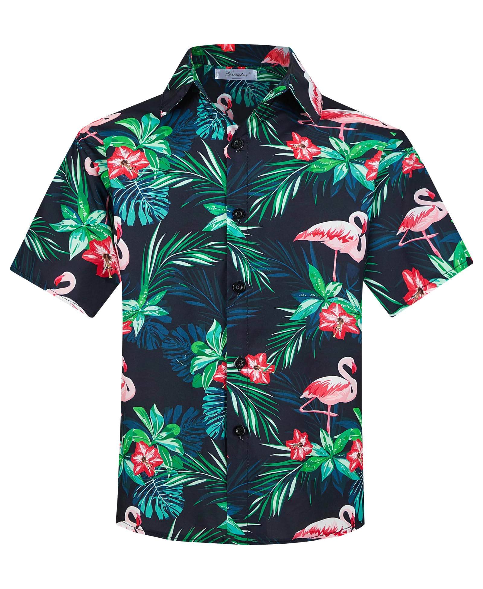 Yoimira Hawaiian Shirts for Boys, Button Down Short Sleeve Tropical Print, Kids Summer Beachwear Tops 7-14 Years