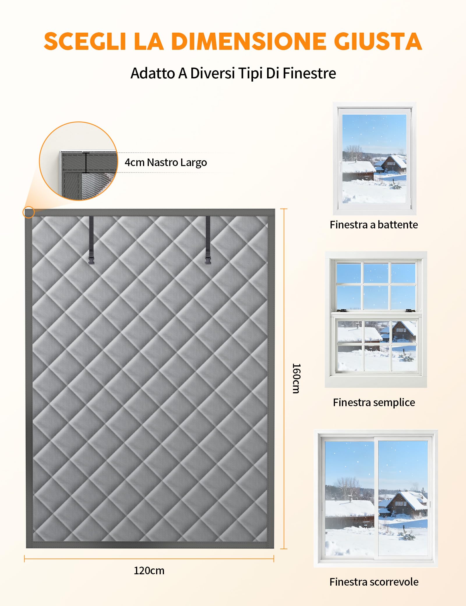 Kit di Isolamento per Finestre 120×160CM, Isolante Termico Riutilizzabile, Copertura Impermeabile Anti-Spifferi per Casa e Camera da Letto e Cantina