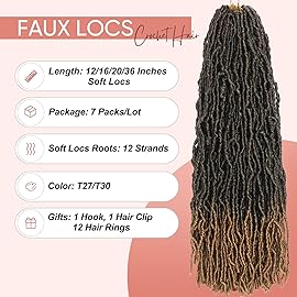 16 Inch Faux Locs Crochet Hair 7 Packs Soft Locs Crochet Hair Extensions for Women Daily Use Ombre Color T27