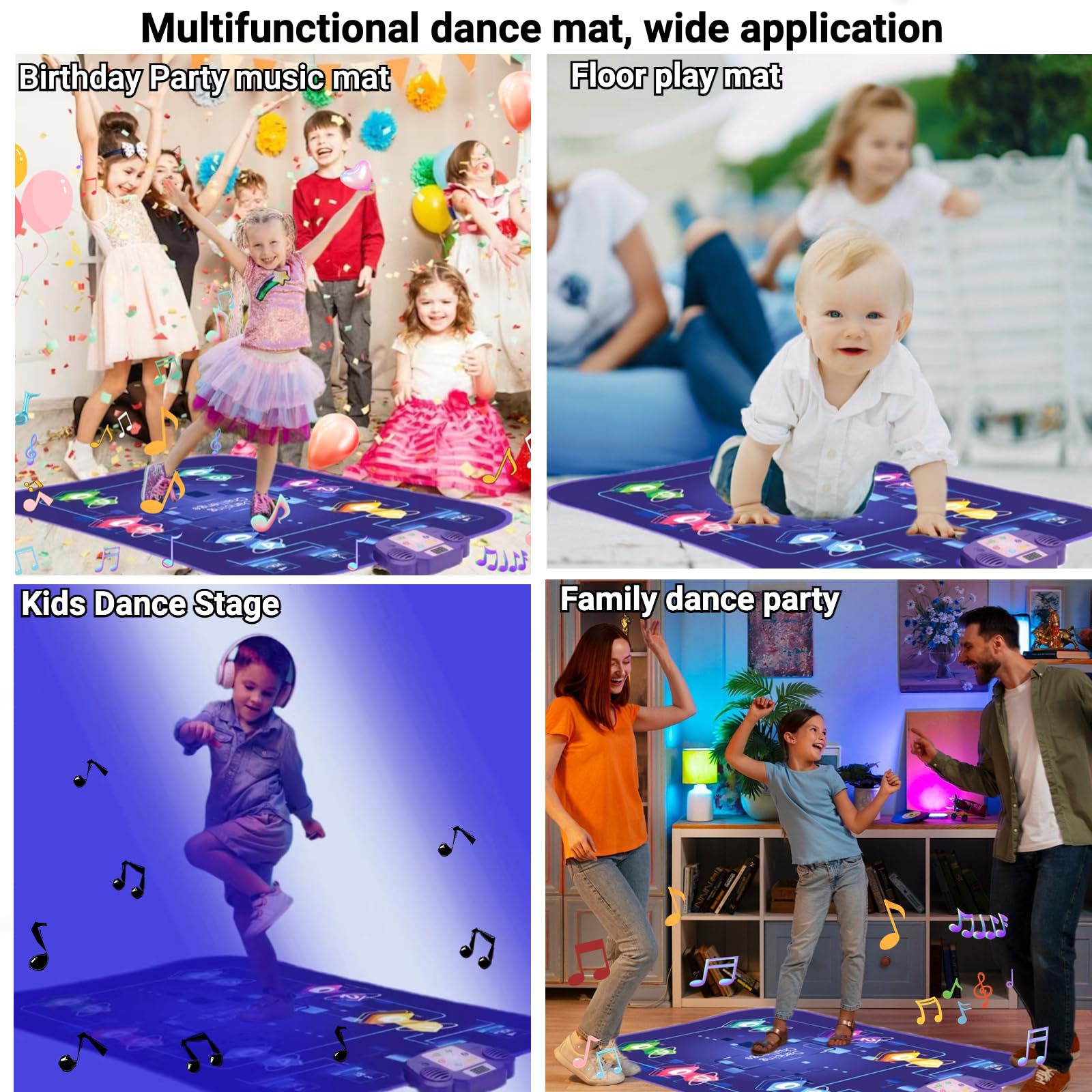 Tapis Danse Enfants JONRRYIN - LED Musical - 5 Modes - 3-12 Ans - Cadeau Noël