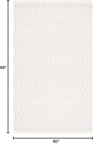 Miniatura 9 de Safavieh Marbella Collection MRB202A - Alfombra de lana con flecos de enrejado bohemio hecho a mano para sala de estar comedor y dormitorio 6 x 9