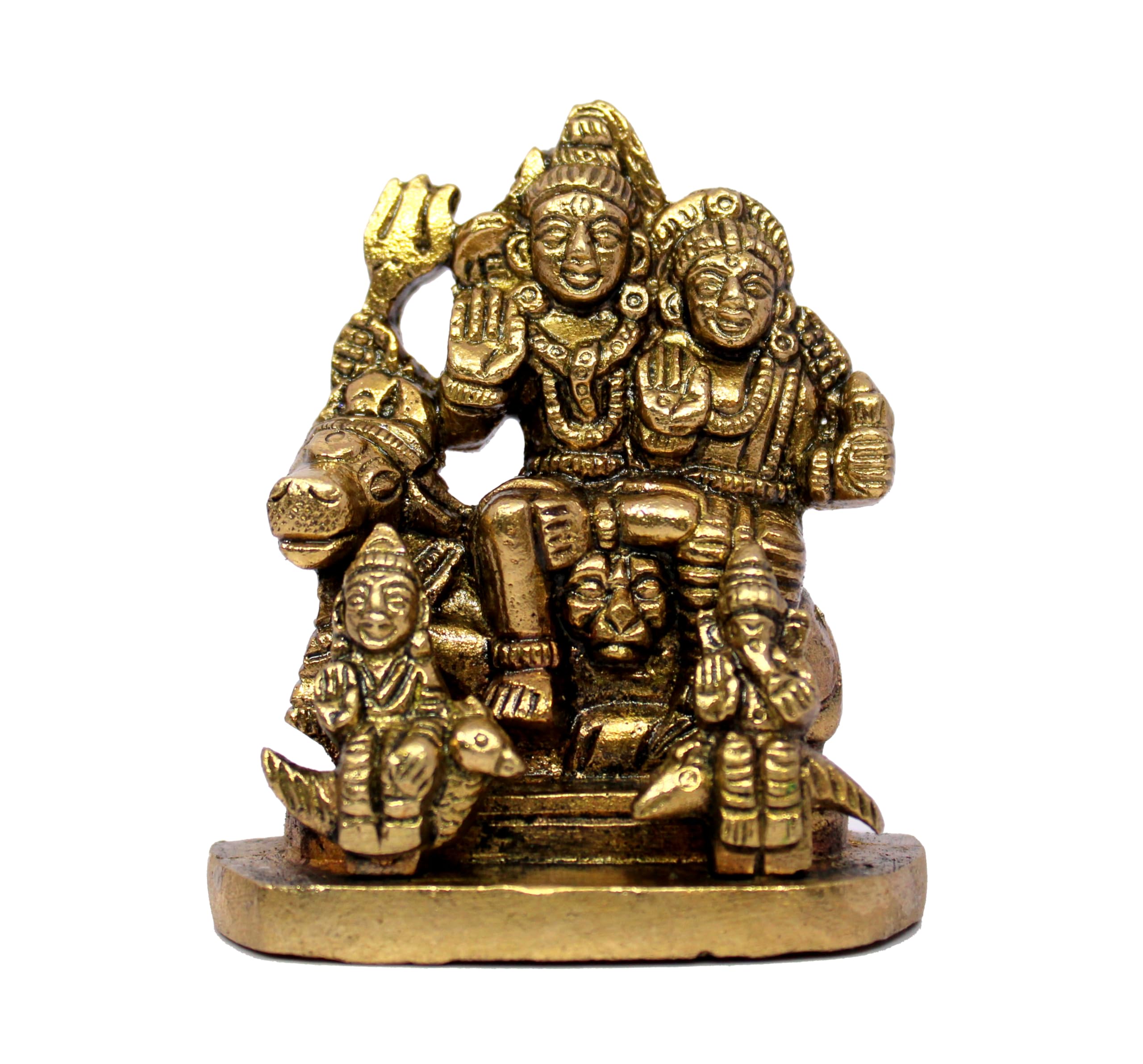 e​​Splanade Latón Shiva Parvati Pariwar - Familia Shiva | Shiva Bholenath Shankar Parvati Ganesh Ganesha Nandi Family Murti Idol Estatua Escultura - Tamaño pequeño - 2.25" Pulgadas