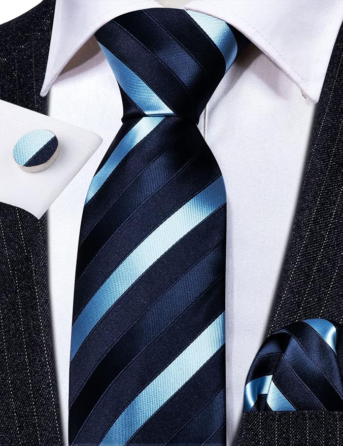 Corbata y conjunto de accesorios para hombres Hisopada a rayas y cuadros miniatura 6