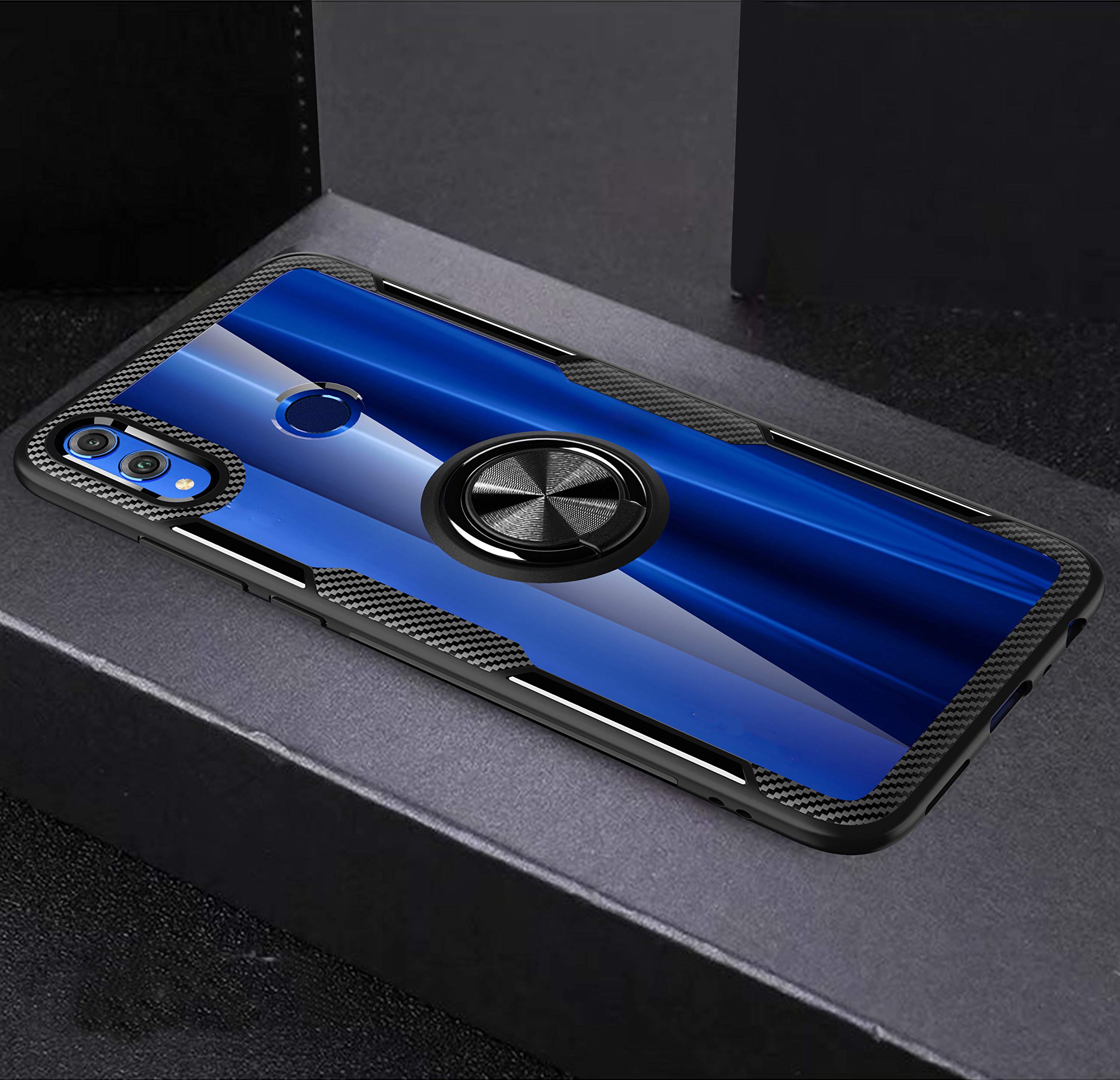 SORAKA Custodia Trasparente Per Honor 7X Con Anello Metallico E Piastra Per Supporto Magnetico Auto - 2