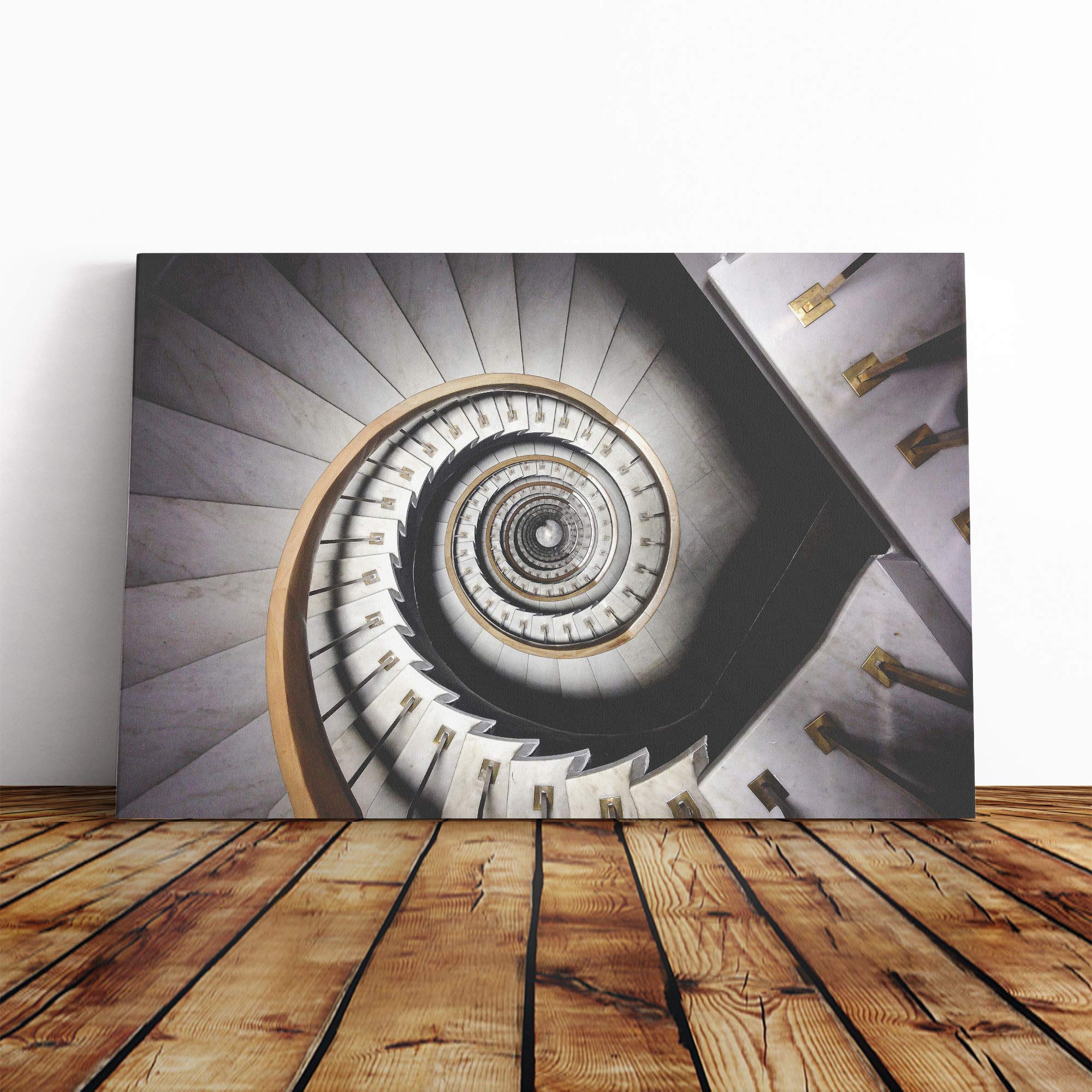 Architecture Spiral Starcase Canvas Print | Gallery Wrapped 30mm Frame Wall Art | 24x16 inches | Ready to Hang | Modern Cityscape Picture | Living Room Bedroom Lounge Office