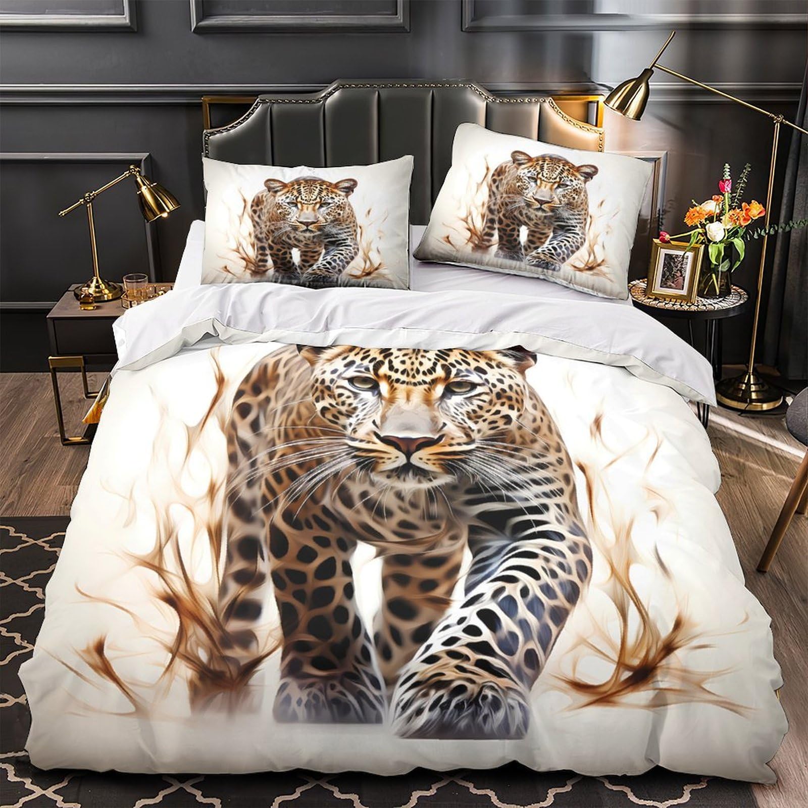 Housse de couette léopard super douce en microfibre premium 200x200cm