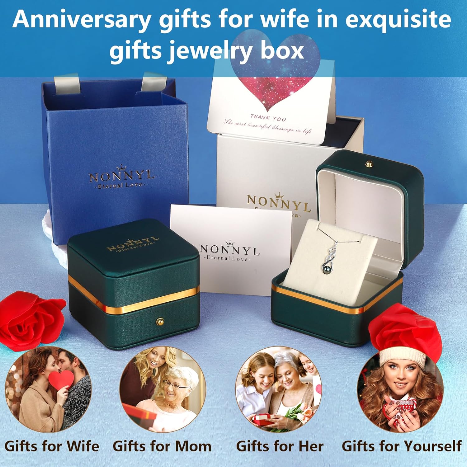 Mothers Day Gifts for Mom-Women-Wife-Grandma-Gift Anniversary,Tahitian Black Pearl Necklace- Wedding Couples Birthday Christmas Day Valentine's Gifts Fine Jewelry - Image 7