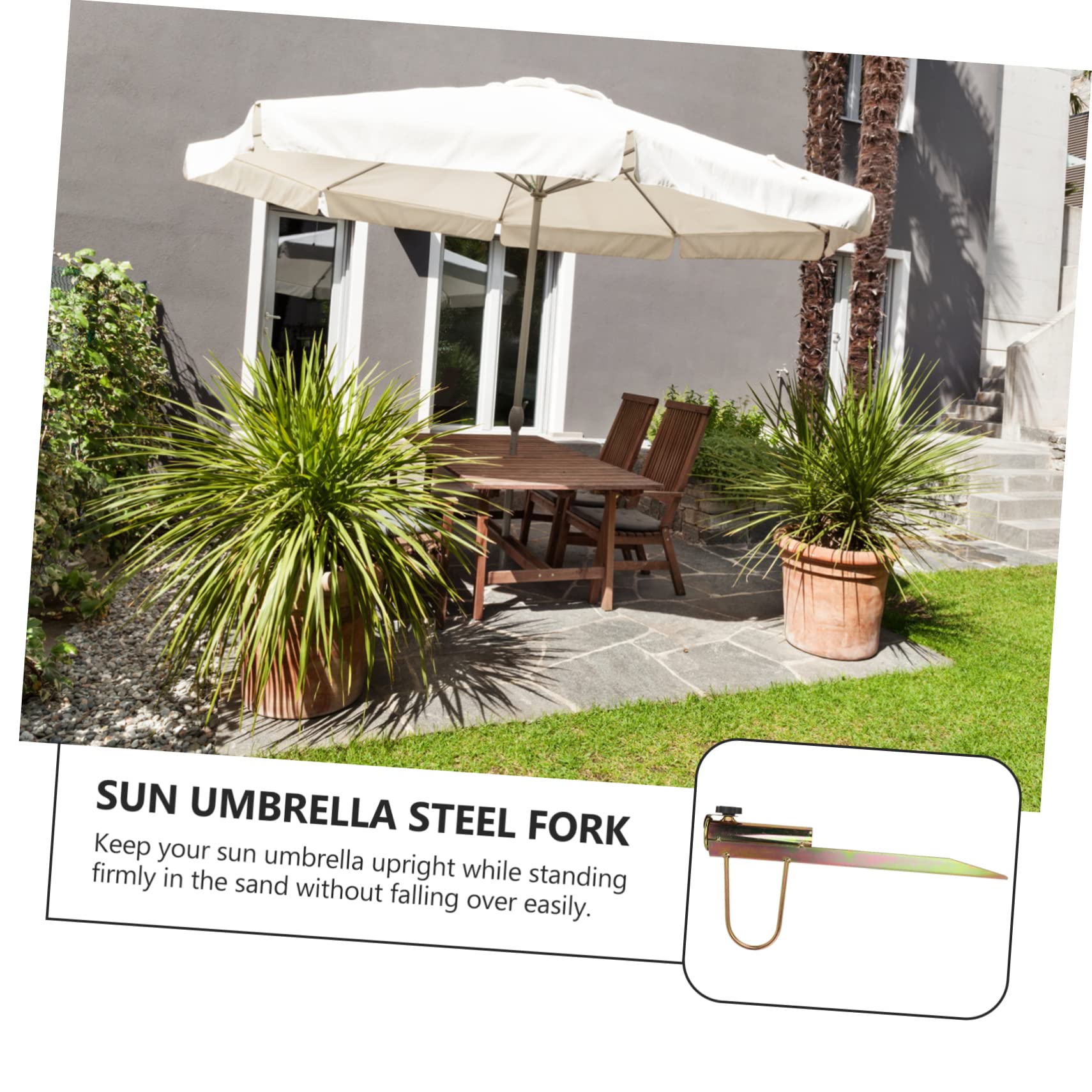 Gatuida Portaombrellone da Spiaggia in Ferro Resistente al Vento, Supporto Stabile per Ombrelloni Diametro 25-32mm, Base Robusta Color Oro per Esterni
