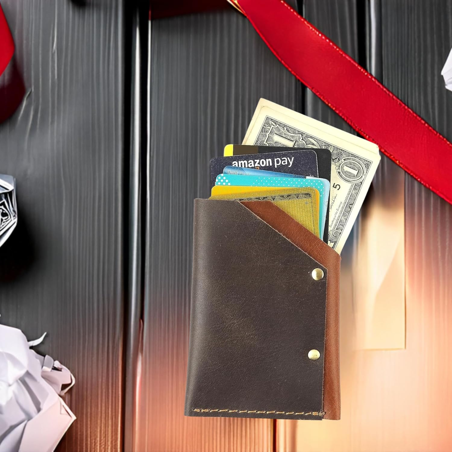 Genuine Leather RFID Blocking Slim Card Holder Wallet for Men & Women – Minimalist Front Pocket Wallet, Small Handmade Credit Card Case, Compact Travel Wallet Gift - Image 7