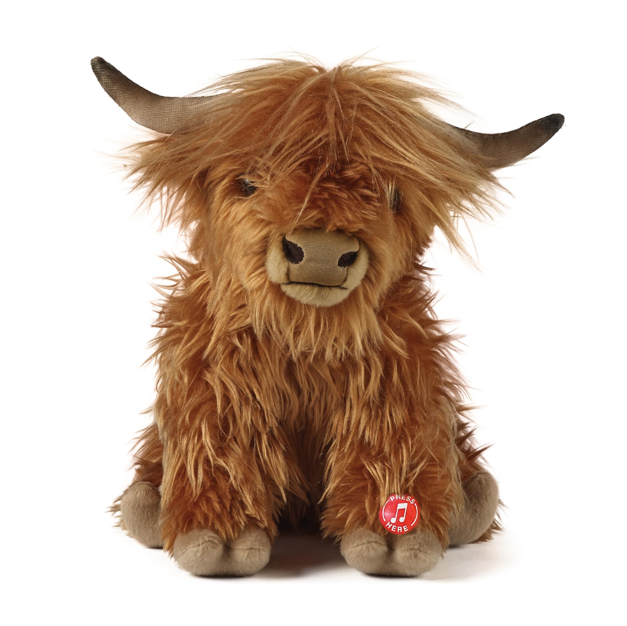 Living Nature Peluche 26cm Vache Highland avec Son, Marron