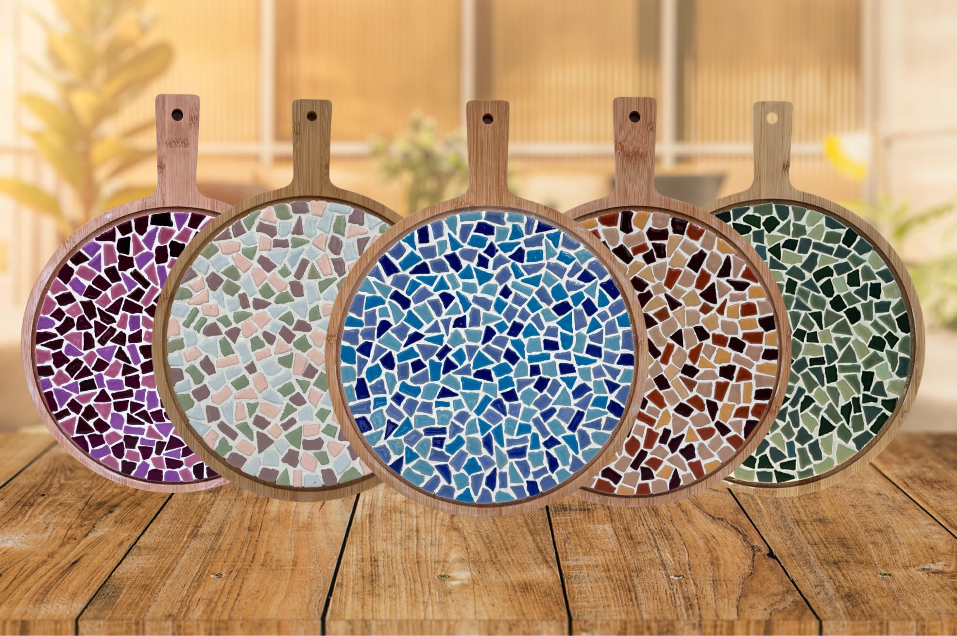 Little Creations Mosaik Bastelset Runde Servierbrett Blau | DIY set Erwachsene Mosaik Bastelset Runde Servierbrett | 39 cm lang en 30 cm breit | Vielseitige Anwendungsmöglichkeiten