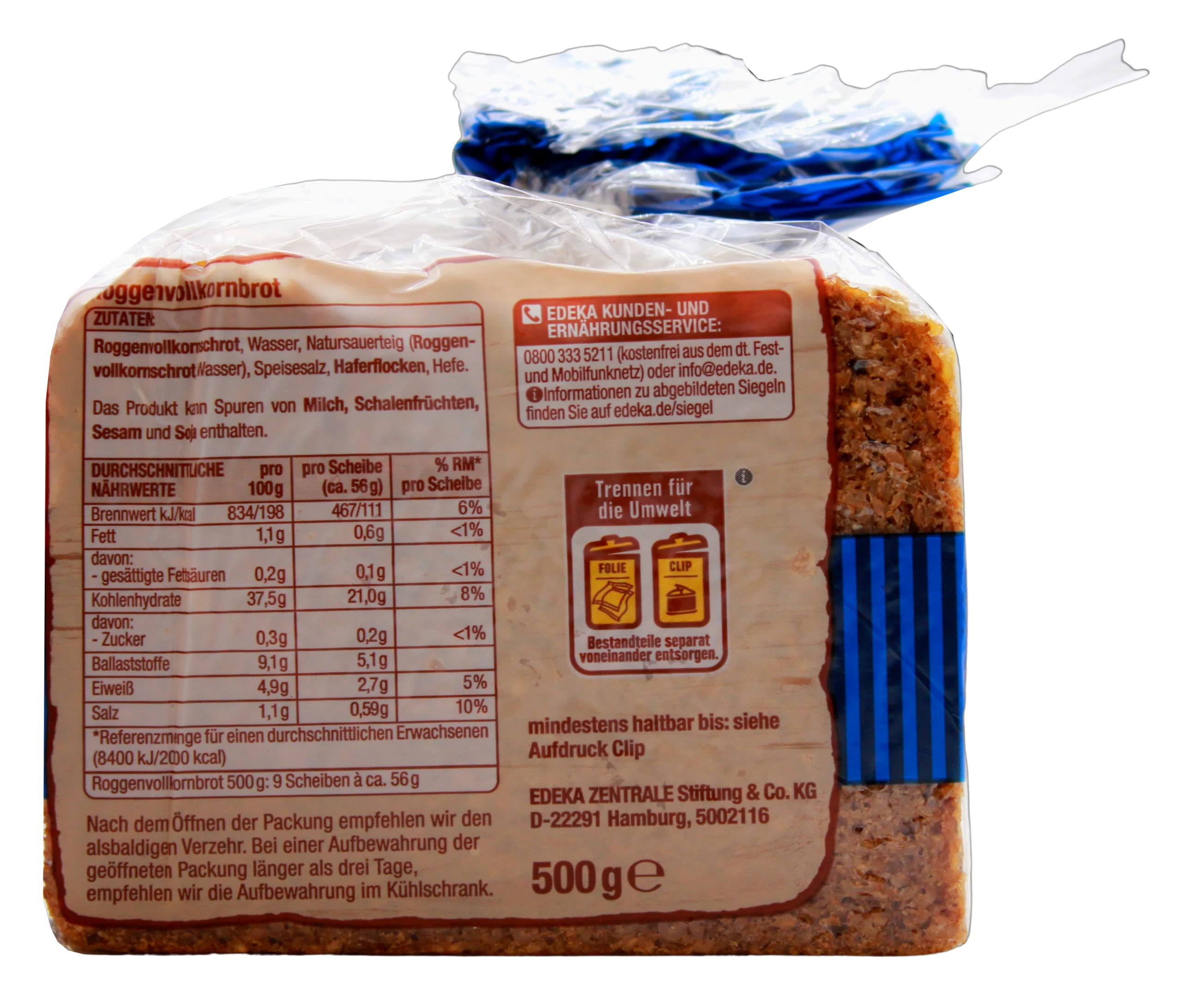 Edeka Gut & Günstig kerniges Roggen-Vollkornbrot, 12er Pack (12 x 500g)