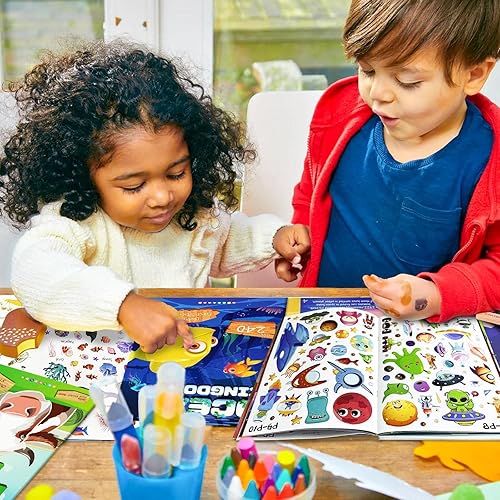 Miniatura 7 de Libro de calcomanías para niños, más de 230 calcomanías de dinosaurios y 8 escenas de parque de dinosaurios, libro de actividades de calcomanías de