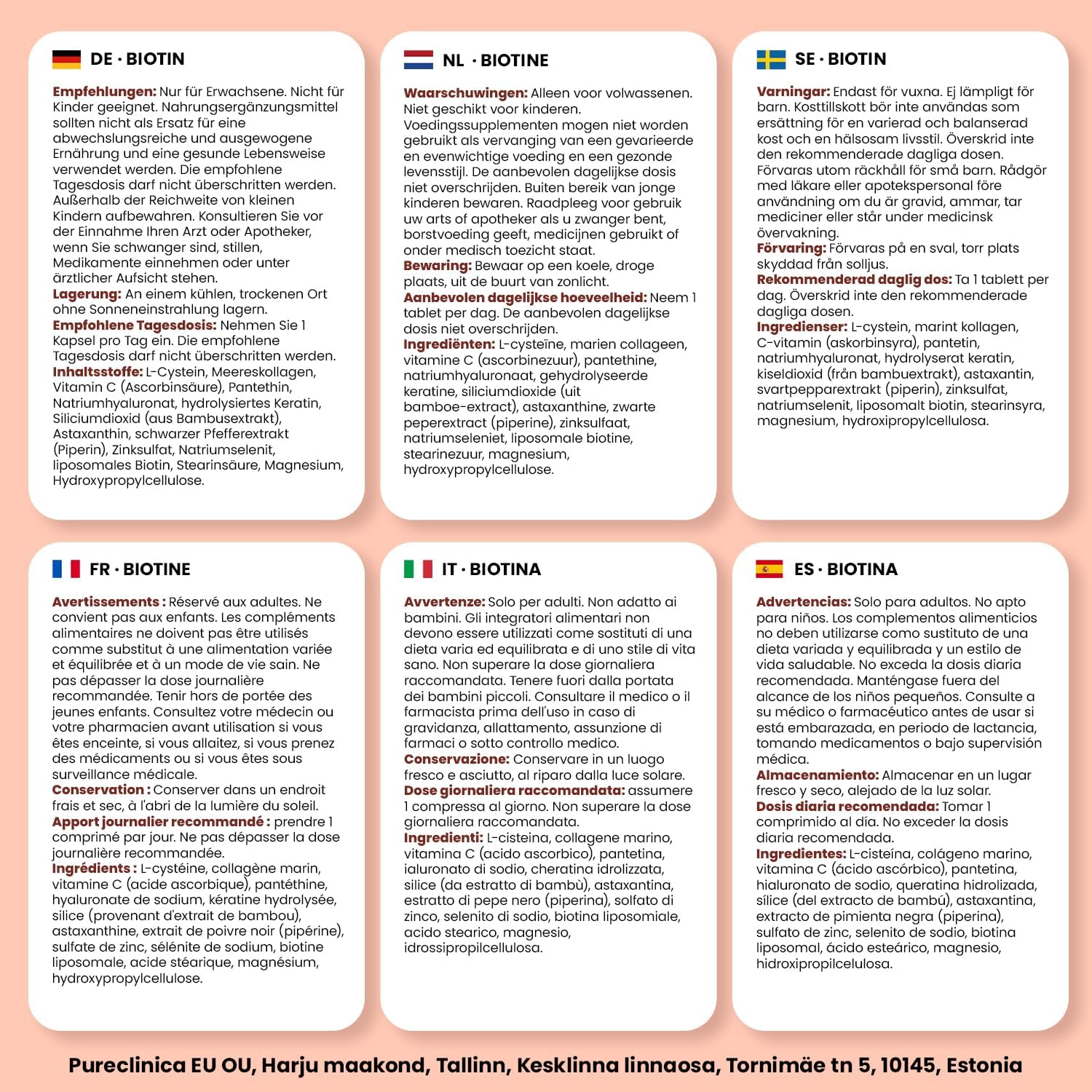 pureclinica 400% Strength Biotin 40,000mcg x 90 Caplets – BioVOL²® Liposomal Biotin Complex | with Marine Collagen, Keratin, Vitamin C & More | 3 Months Supply