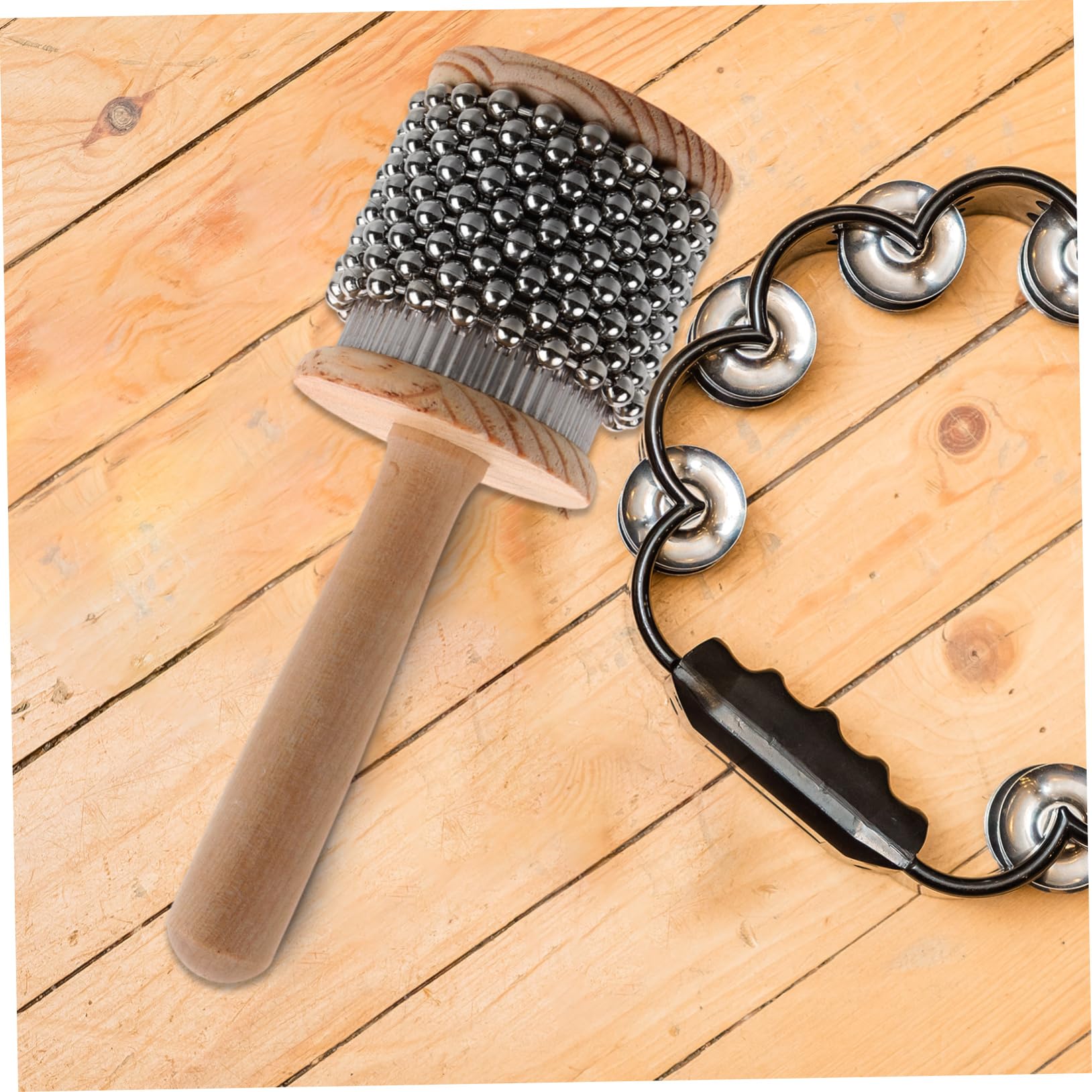 Cabasa Strumento a Percussione Portatile in Legno, Beige
