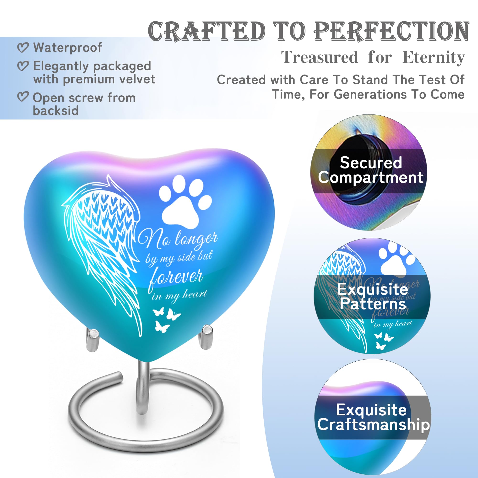 QGJNSGC Heart Shaped Urns for Human Ashes, Small Urns for Pet Ashes Heart Shaped Urn for Cat Dog Ashes Mini Urn - Image 3